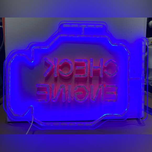 Check Engine Neon Sign,Garage Decor, LED Neon Signs for Wall Decor - Picture 2 of 4